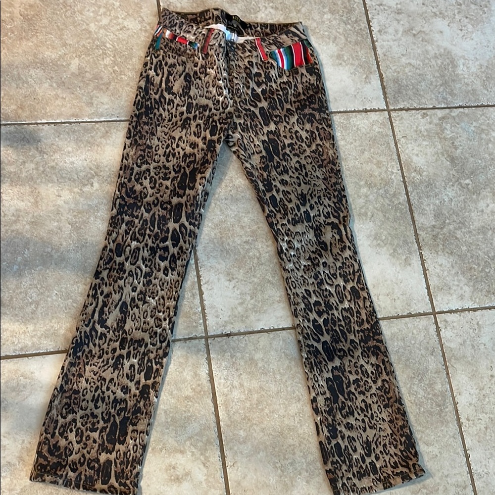 Lucky & Blessed Serape Leopard Print Jean